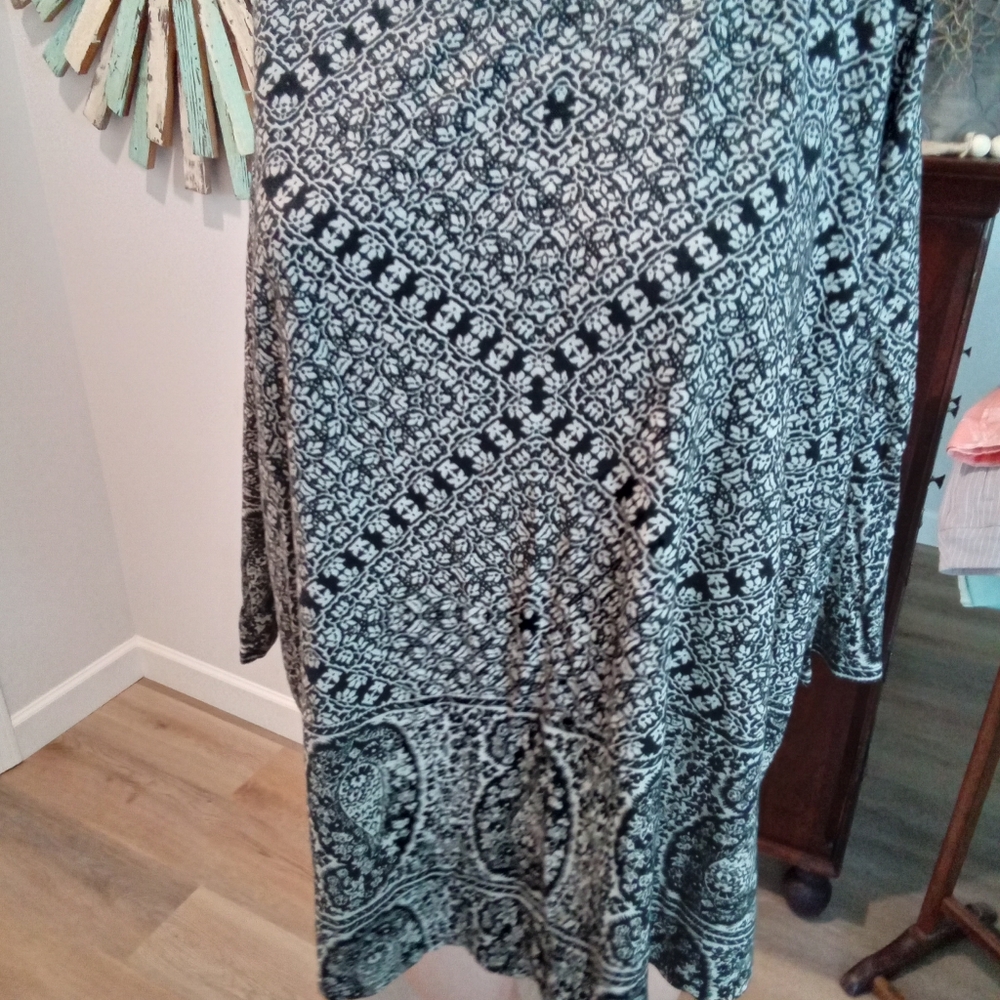 Lucky Brand Plus Size 2X Patterned Black and White Blouse